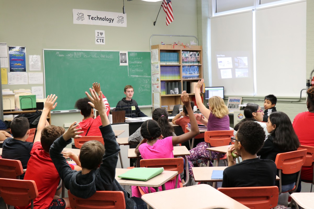 Co-Valedictorian speaks to students.