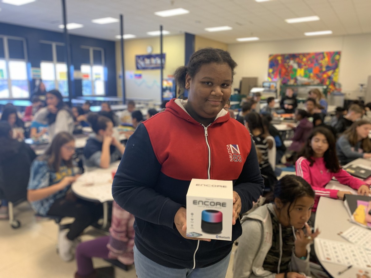 Student poses for a photo at the event.