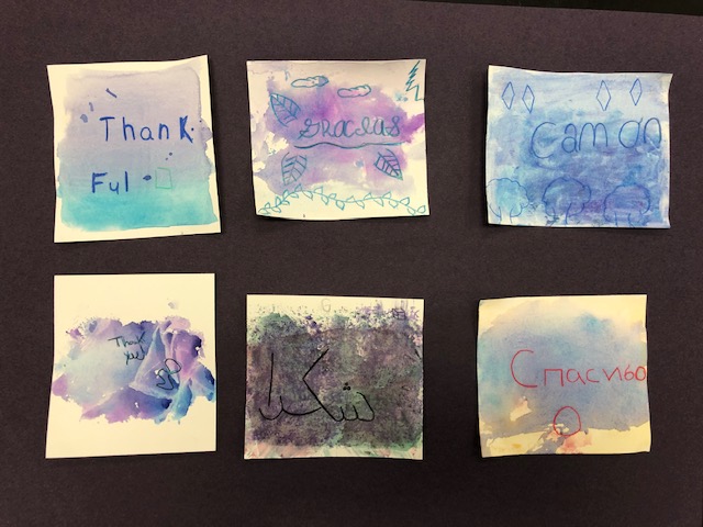 Thank you cards in different languages.