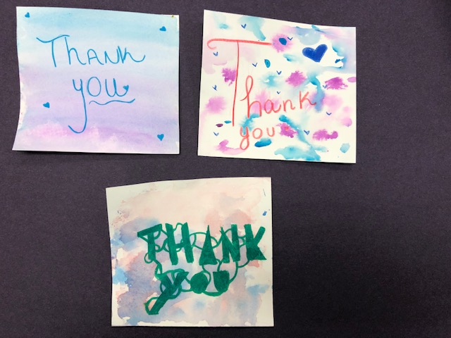 Thank you cards in different languages.