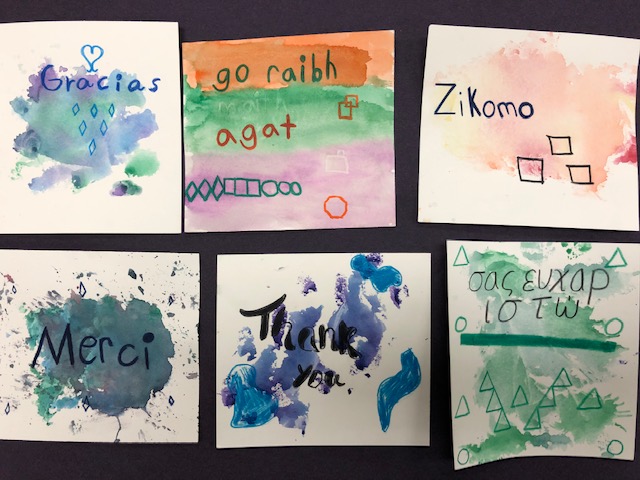 Thank you cards in different languages.
