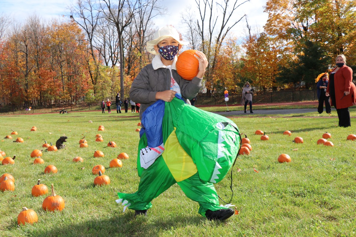 Student wears costume and marches in parade.