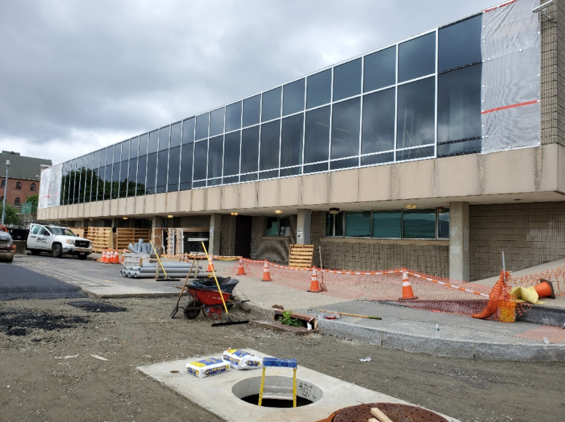 West (Grand Street) side construction of building