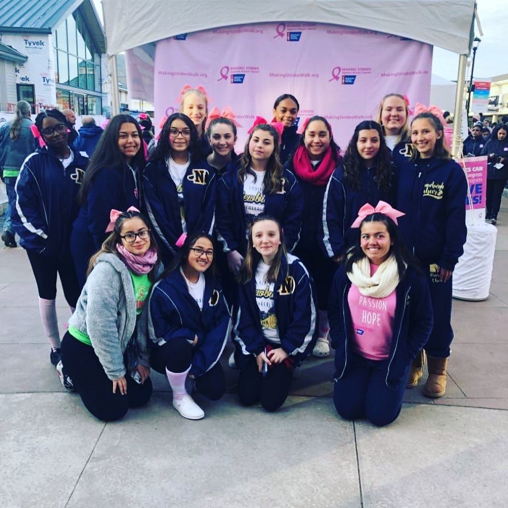 NFA cheerleaders pose for a photo at the Walk to End Breast Cancer.