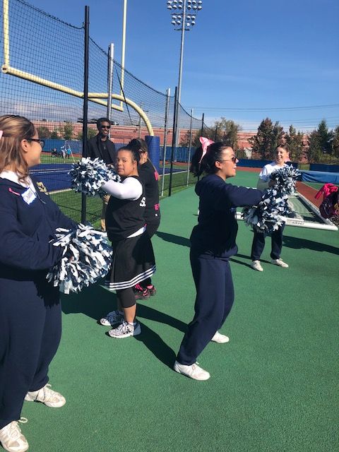 NFA cheerleaders and Beautiful People cheerleaders practice together.