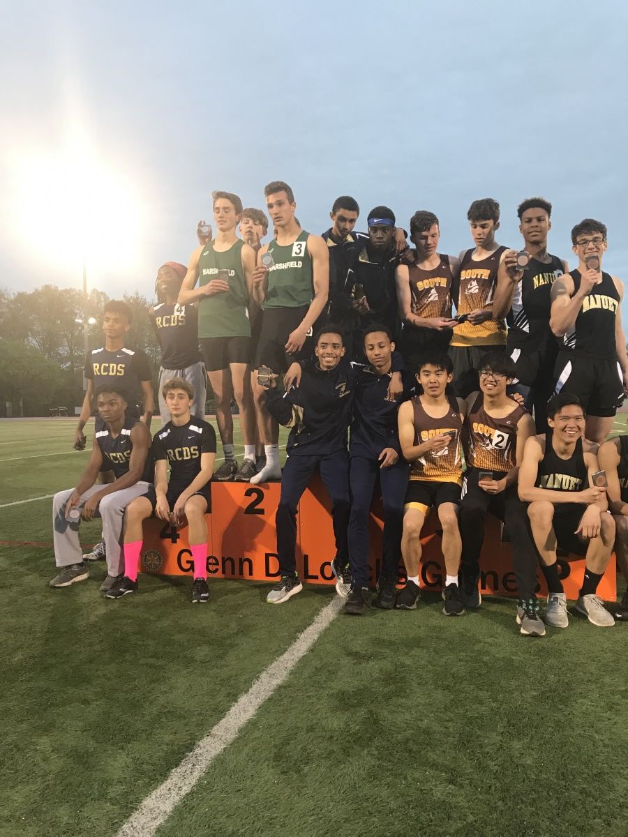 Newburgh sophomores win the 4X400m on day one of the Loucks Games (May 9th, ,2019) in a time of (3:30.01). Athletes consiste of:  Matt Worrell, Elijah Ullah, Esteban Lopez, and James Onwuka.