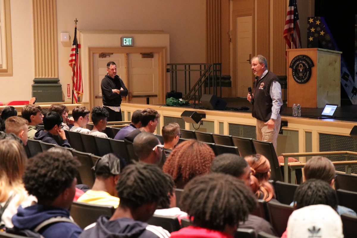 District Attorney David Hoovler introduces the presenter.