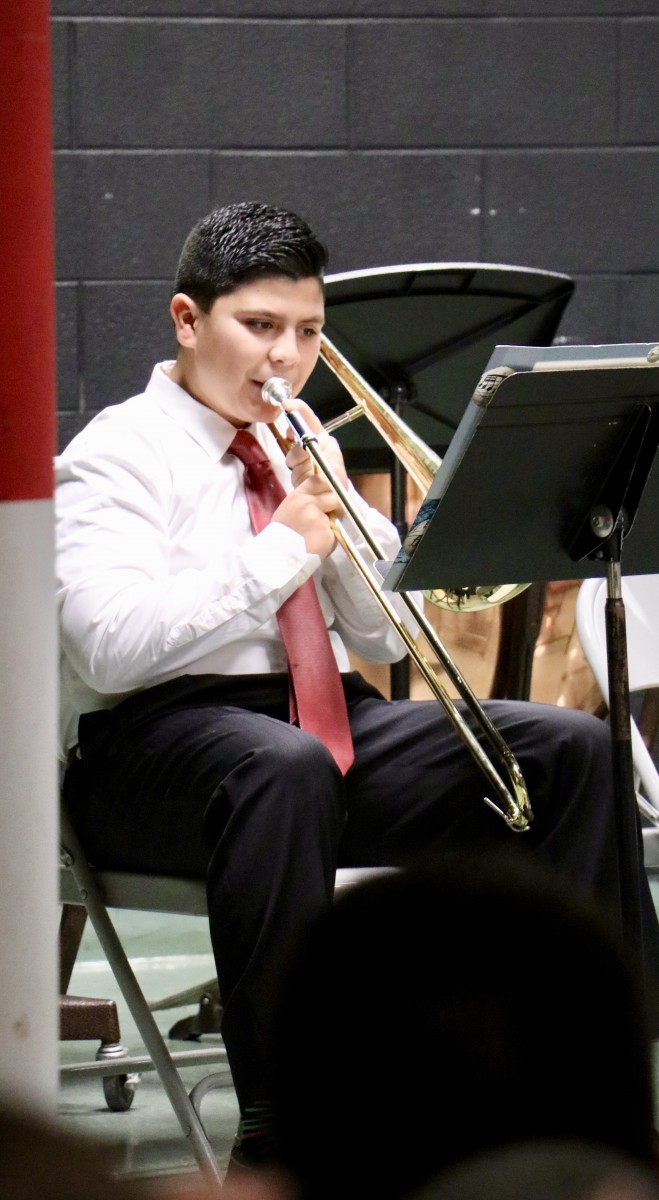 Student plays trombone