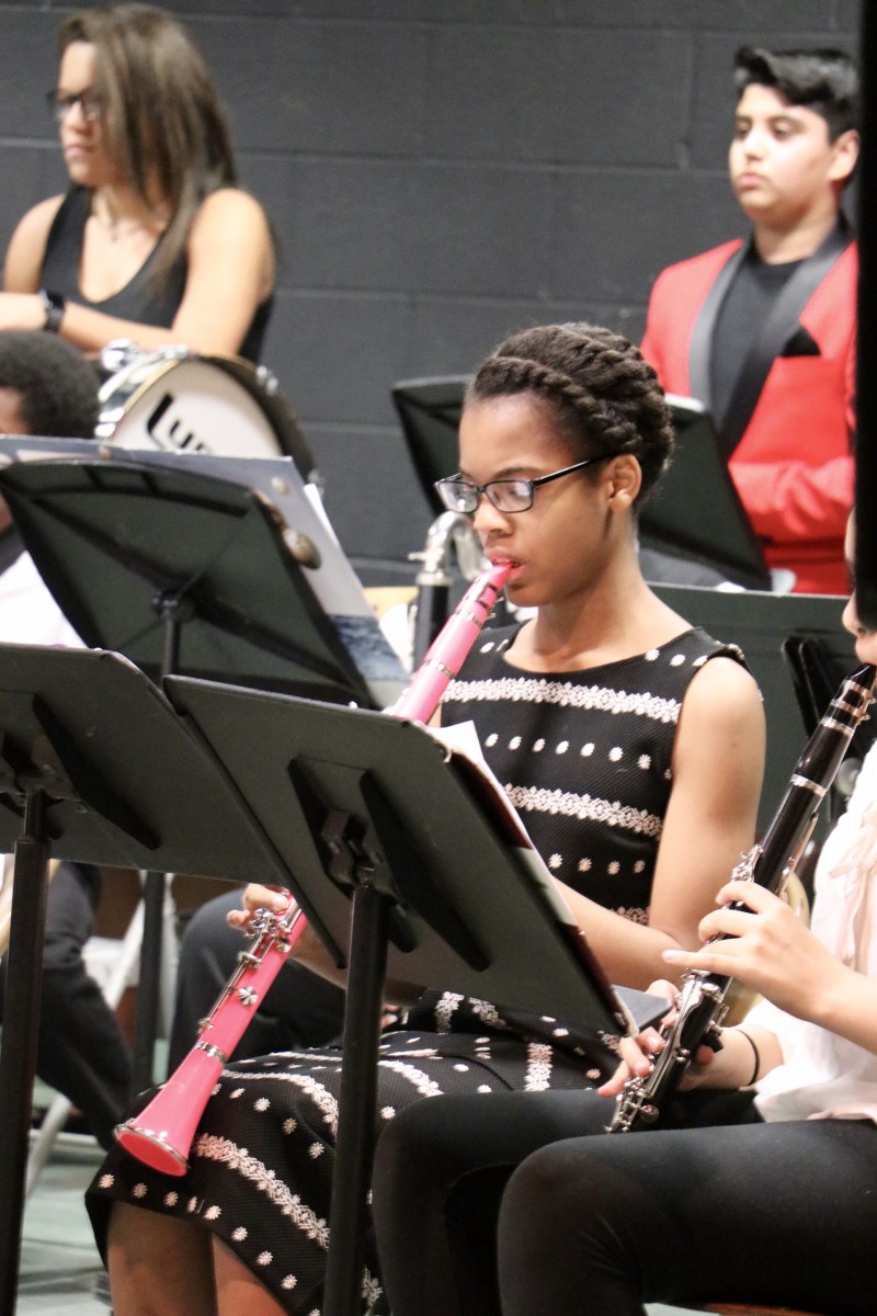 Student plays clarinet