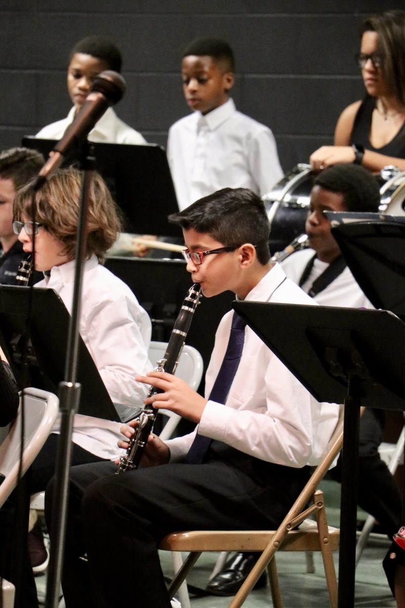 Student plays clarinet