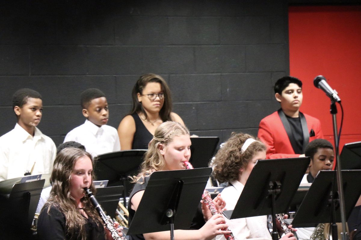 Students play in band