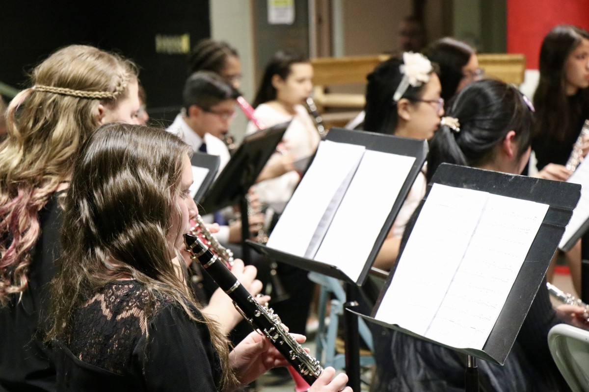 Students play while reading music