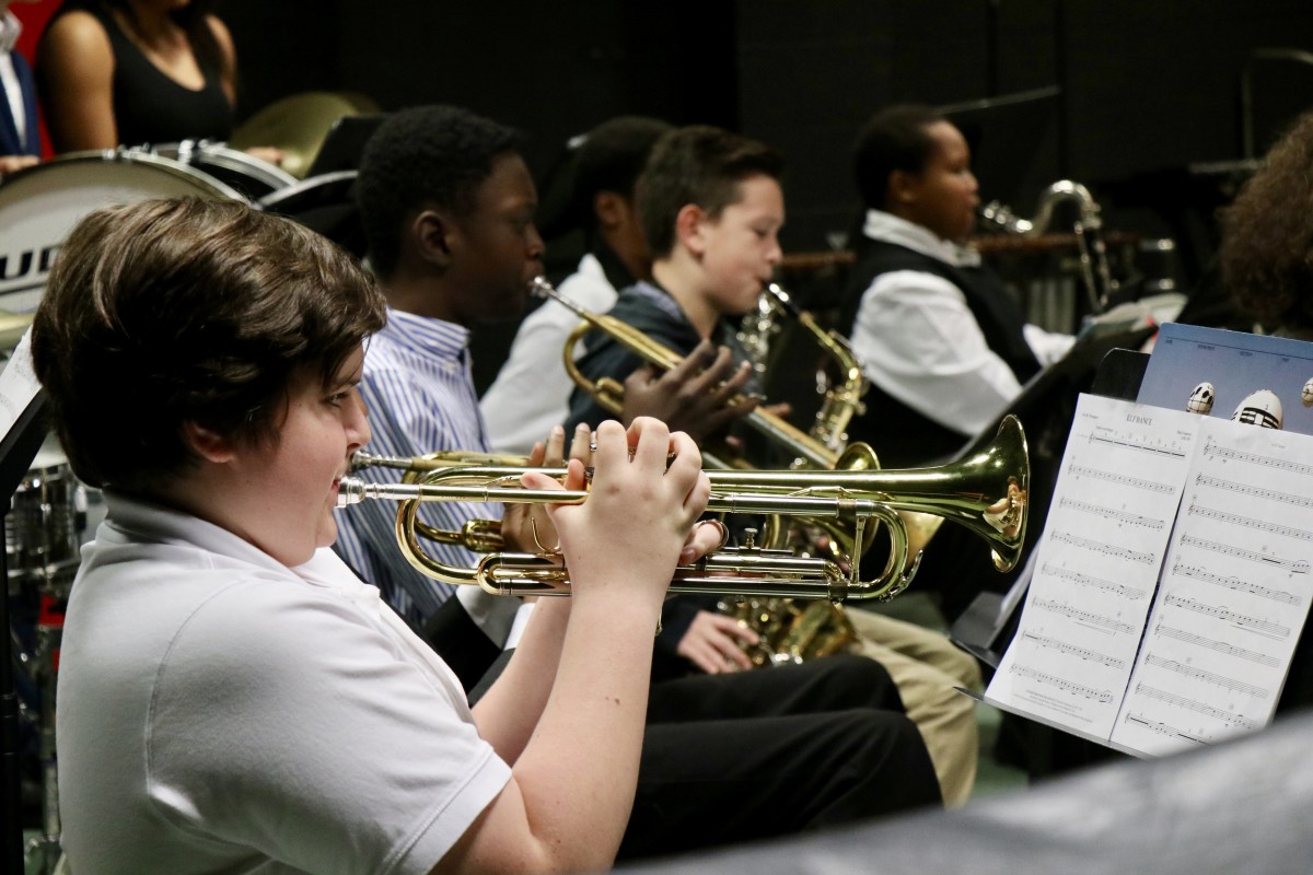 Student plays the trumpet