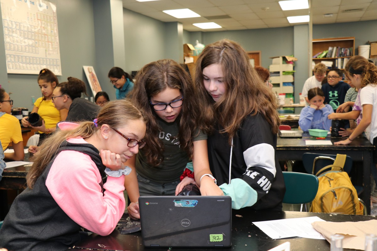 Students work together to build a mosquito trap.