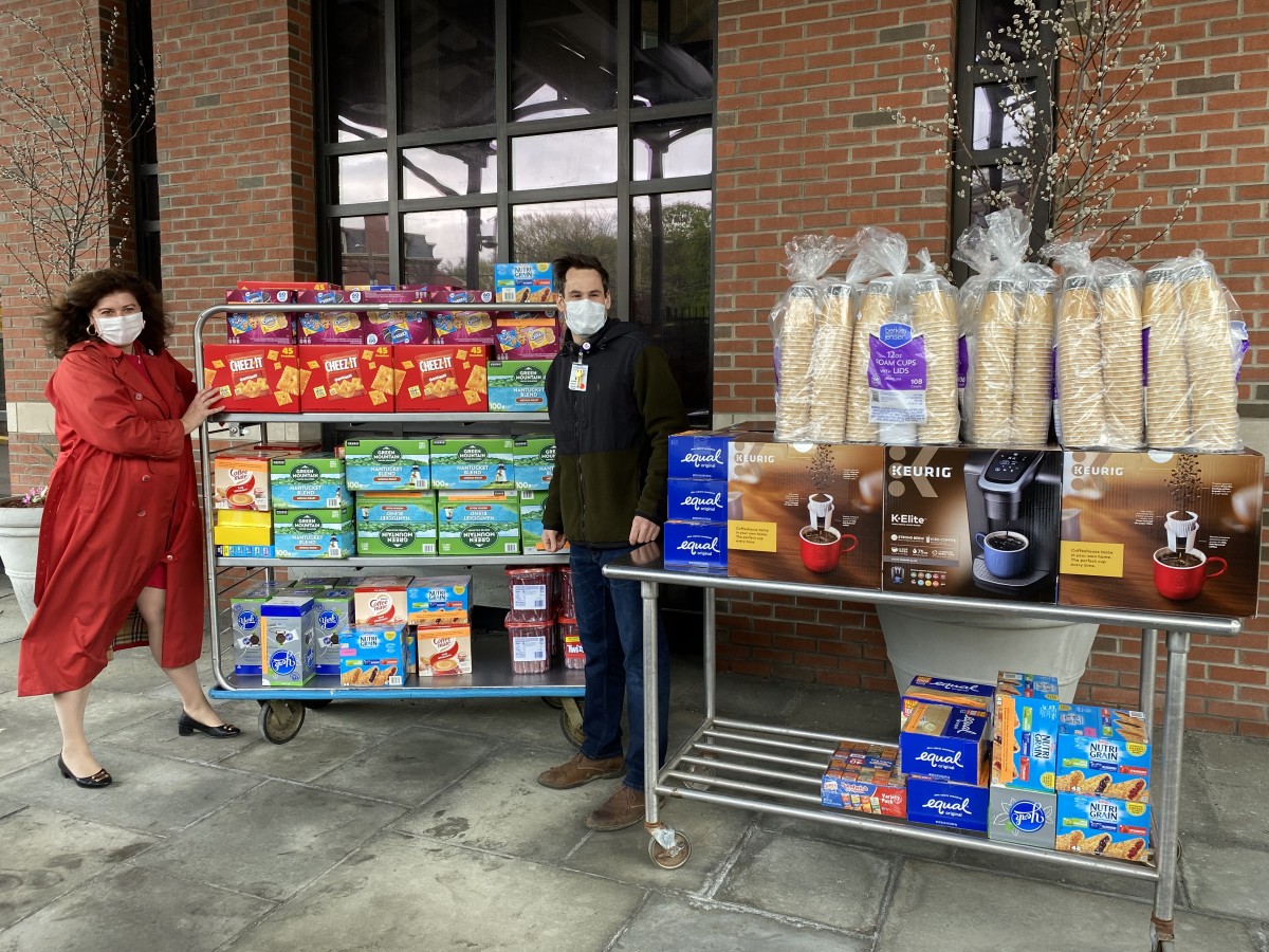 Members of Montefiore St. Luke's Cornwall Hospital pose with donations.