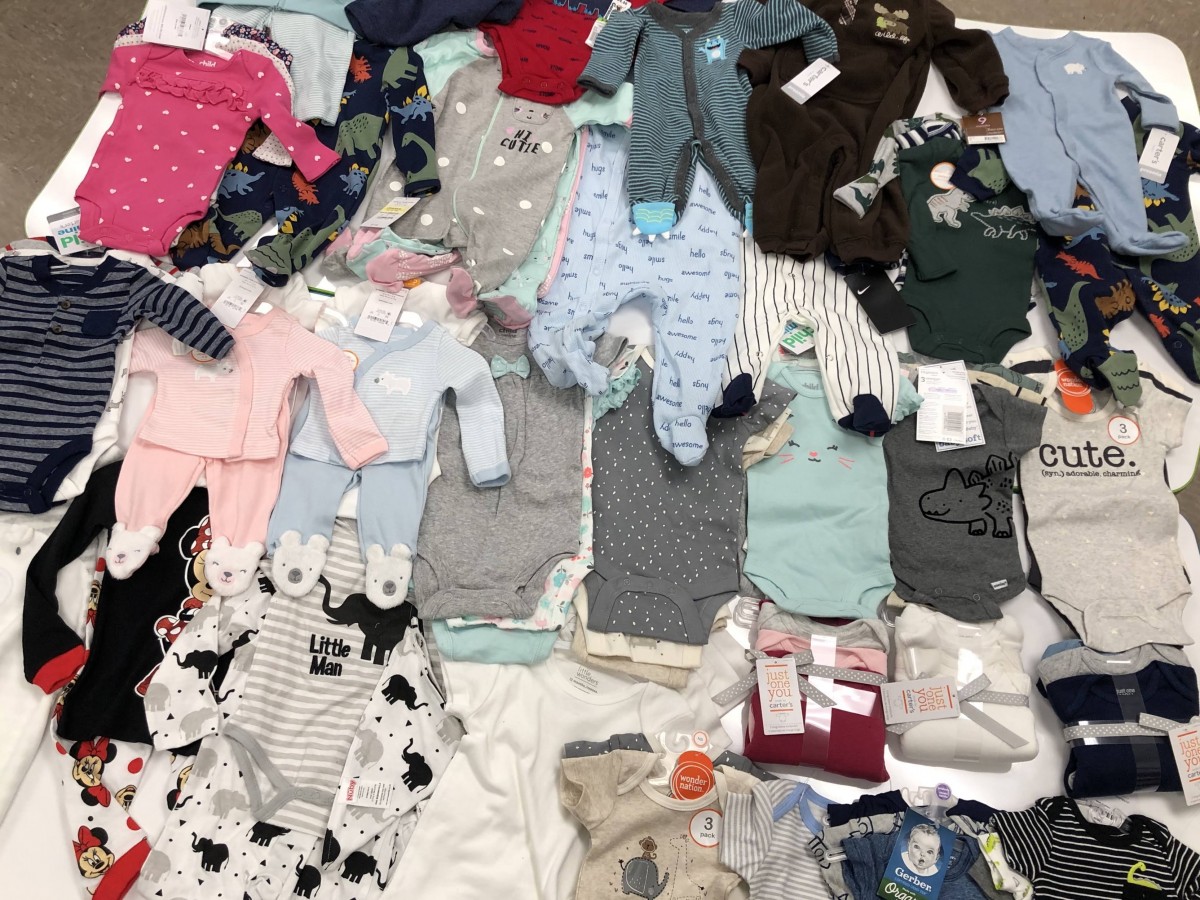 Donations of baby clothes.