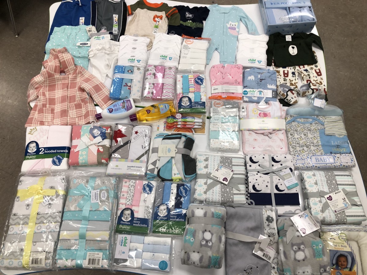 Donations of baby clothes.