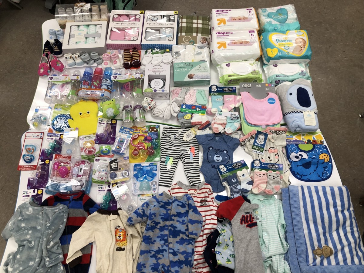 Donations of baby clothes.