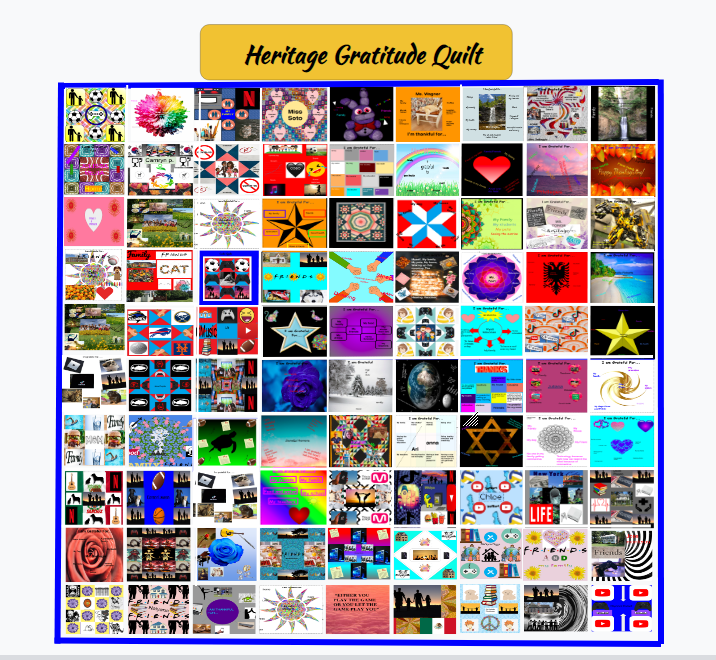 Compilation of quilt submissions from scholars who participated in the project.