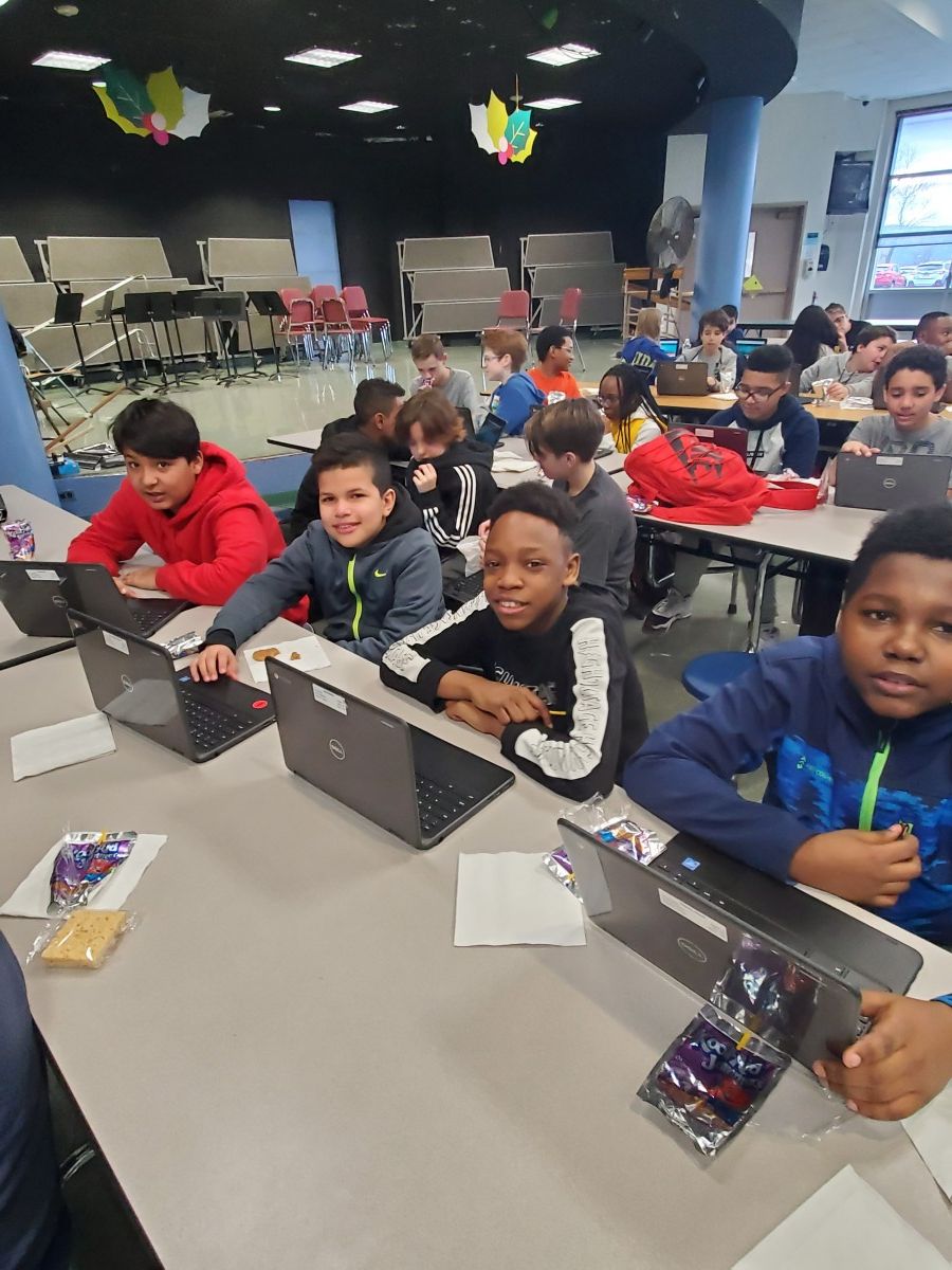 HMS scholars participate in event using Chromebooks.