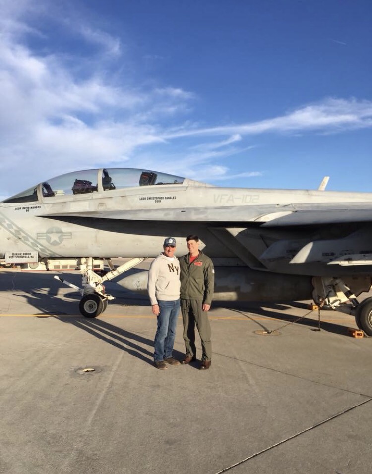 Lt. Michael Ponessa pictured with aircraft.