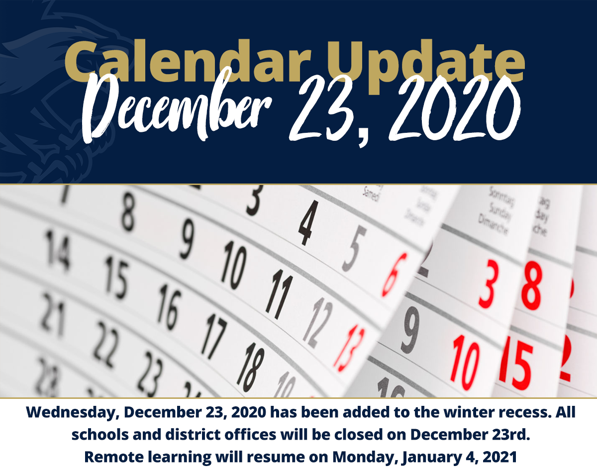 Thumbnail for Update! District Calendar Change to Winter Recess
