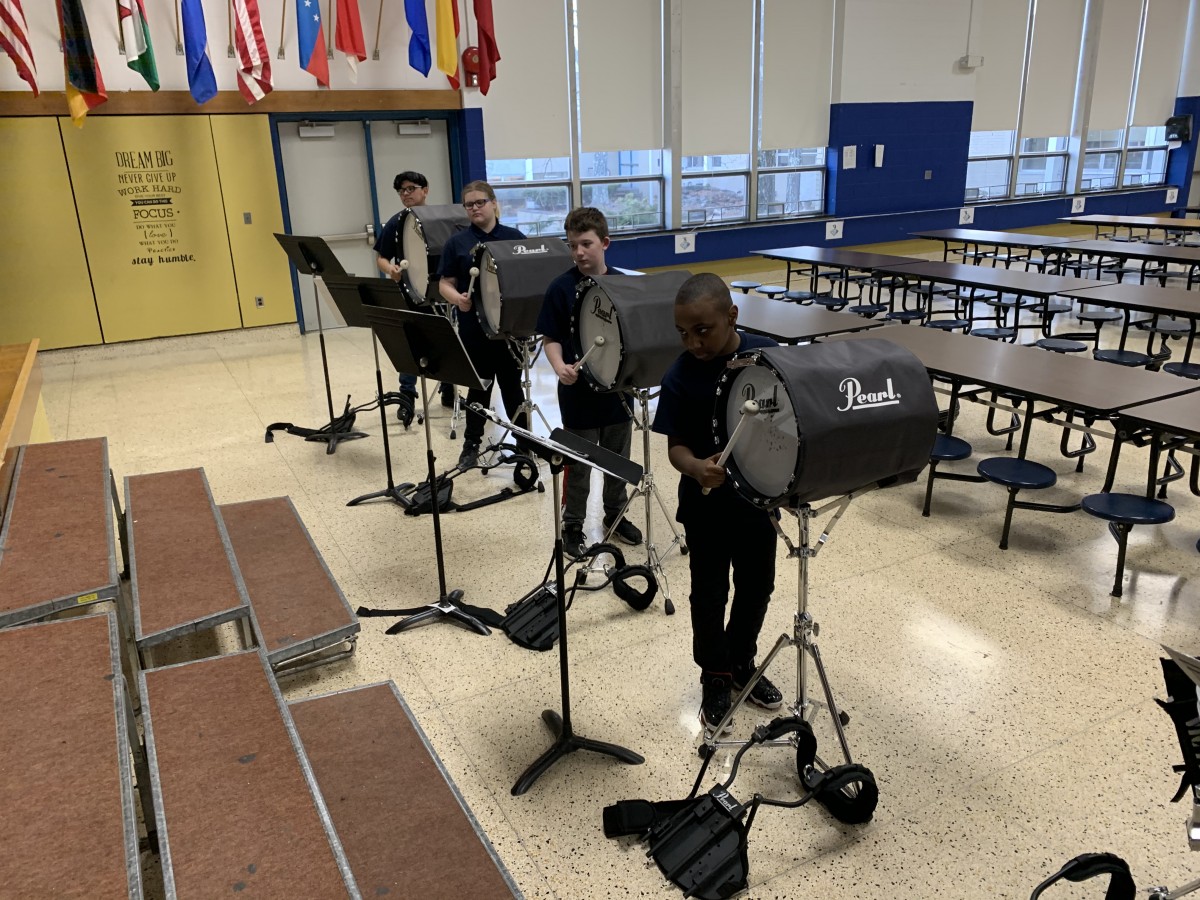 Students practicing with their drums.