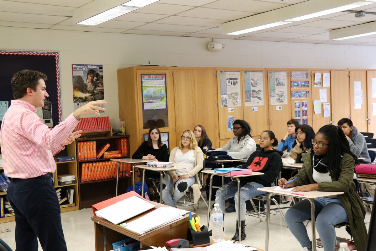 ames Skoufis speaks with NFA Debate classes and team.