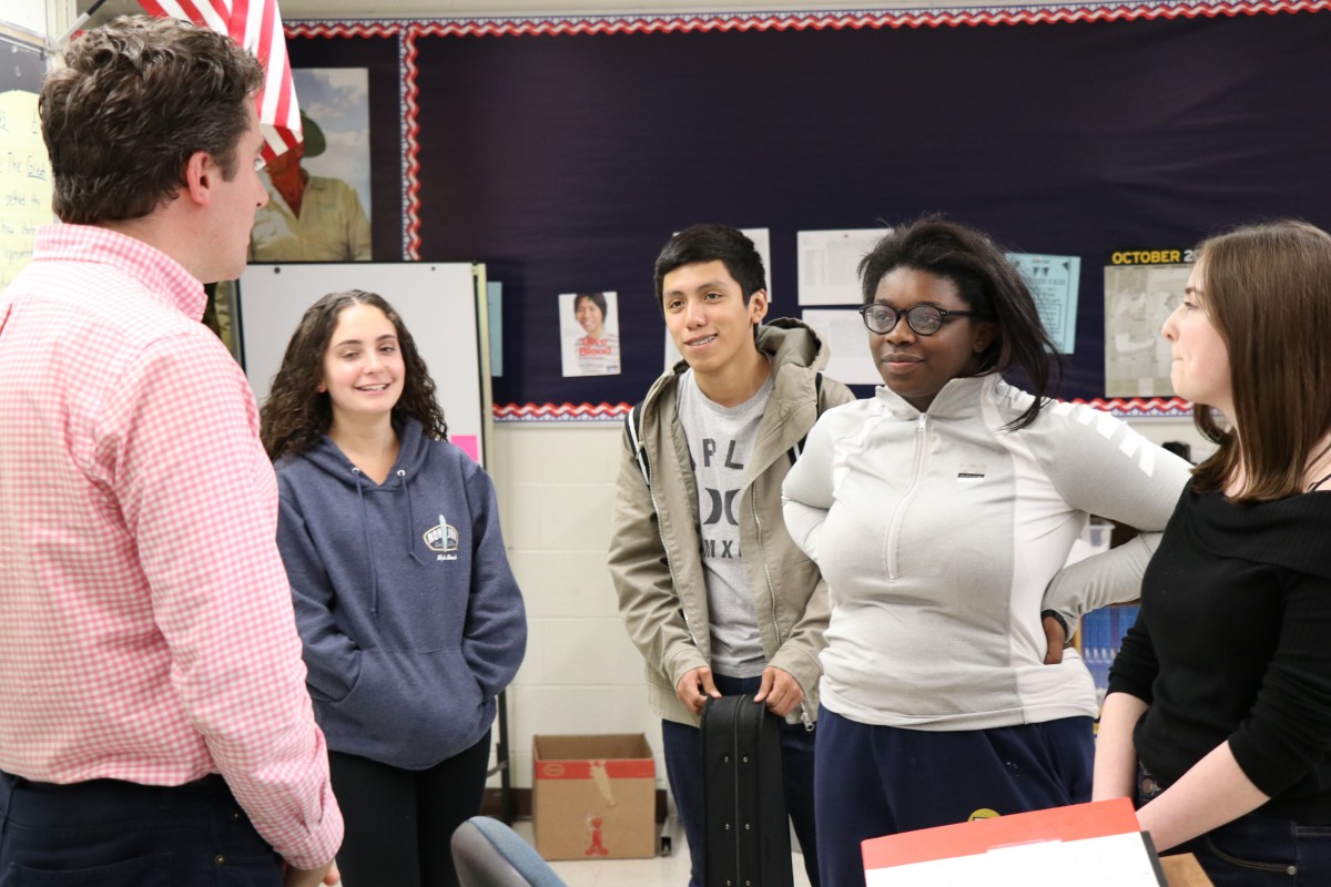 ames Skoufis speaks with NFA Debate classes and team.