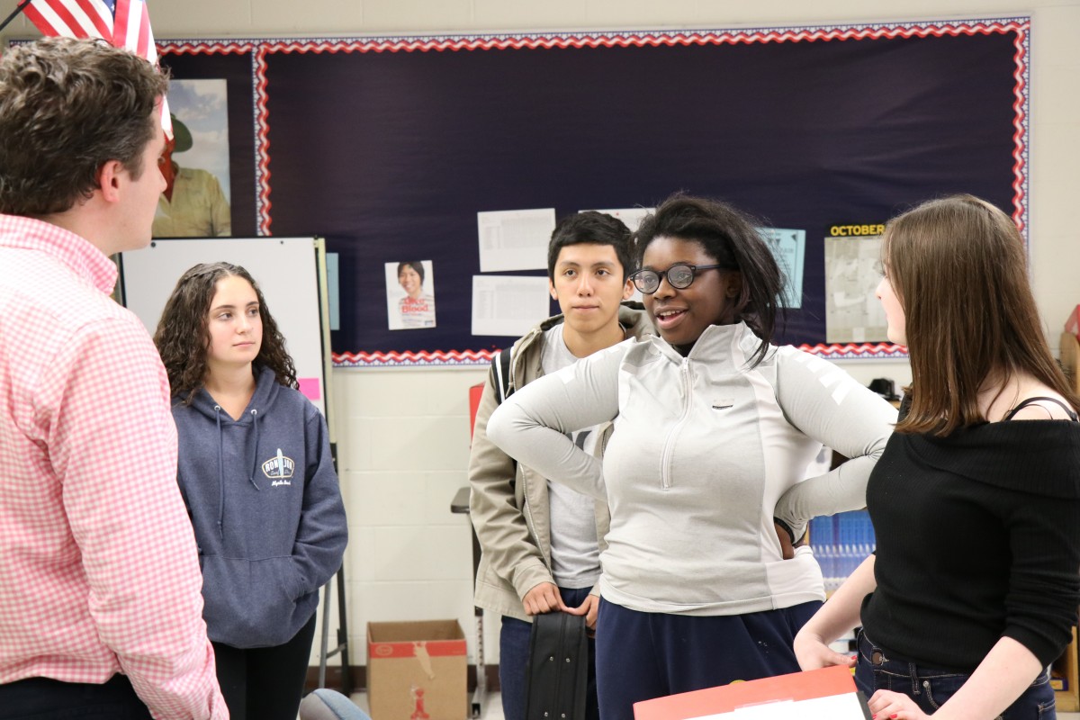 ames Skoufis speaks with NFA Debate classes and team.