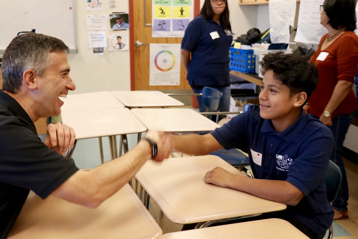 NFA North Excelsior students meet with mentors and work on project together