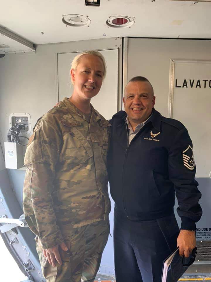 Master Sergeant Christian Granda and MSgt Sara Ruggiero Pastorello stand for photo.