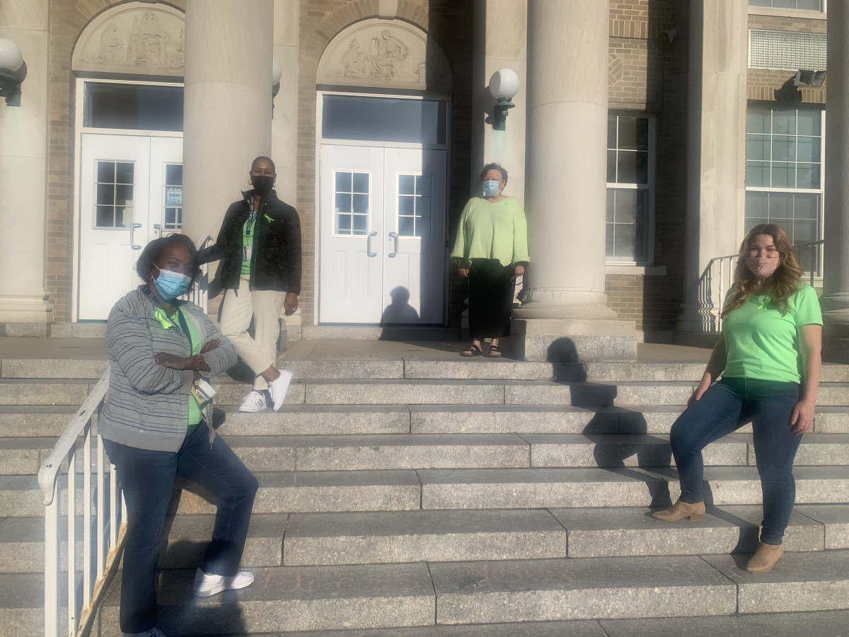 Social workers pose for a photo.