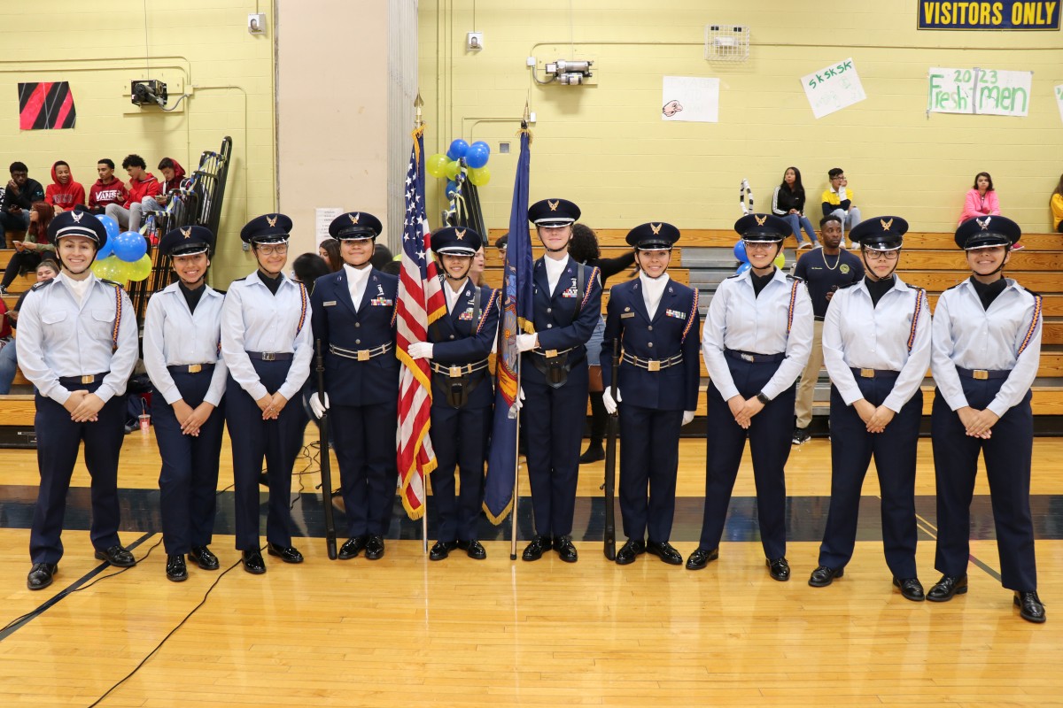 ROTC pose for a photo.