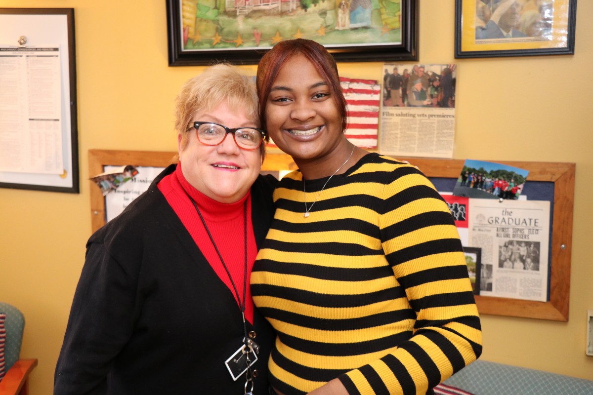 NFA Main Senior Kahnia Cousar poses for a photo with assistant principal, Ms. Margaret Chesser.