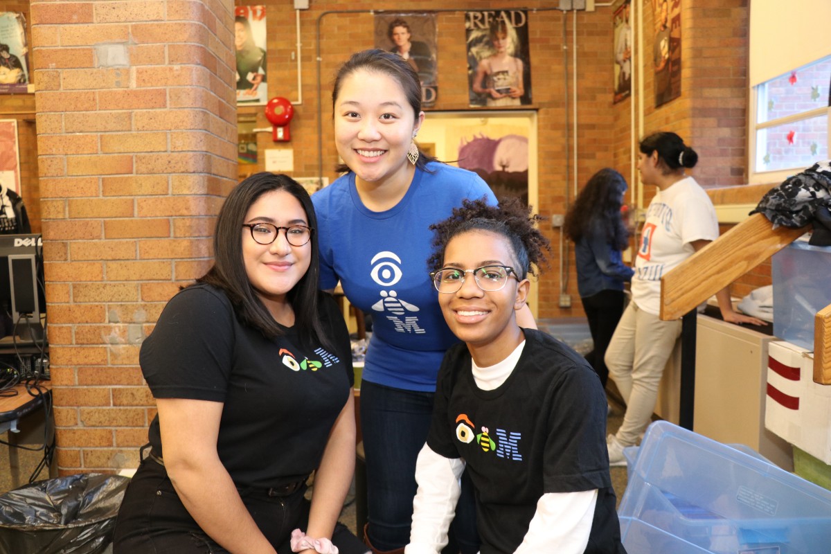 NFA P-TECH scholars pose for a photo with their IBM mentor.