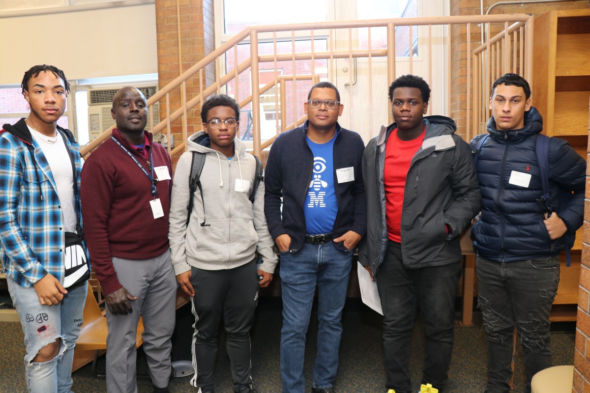 NFA P-TECH scholars pose for a photo with their IBM mentor.