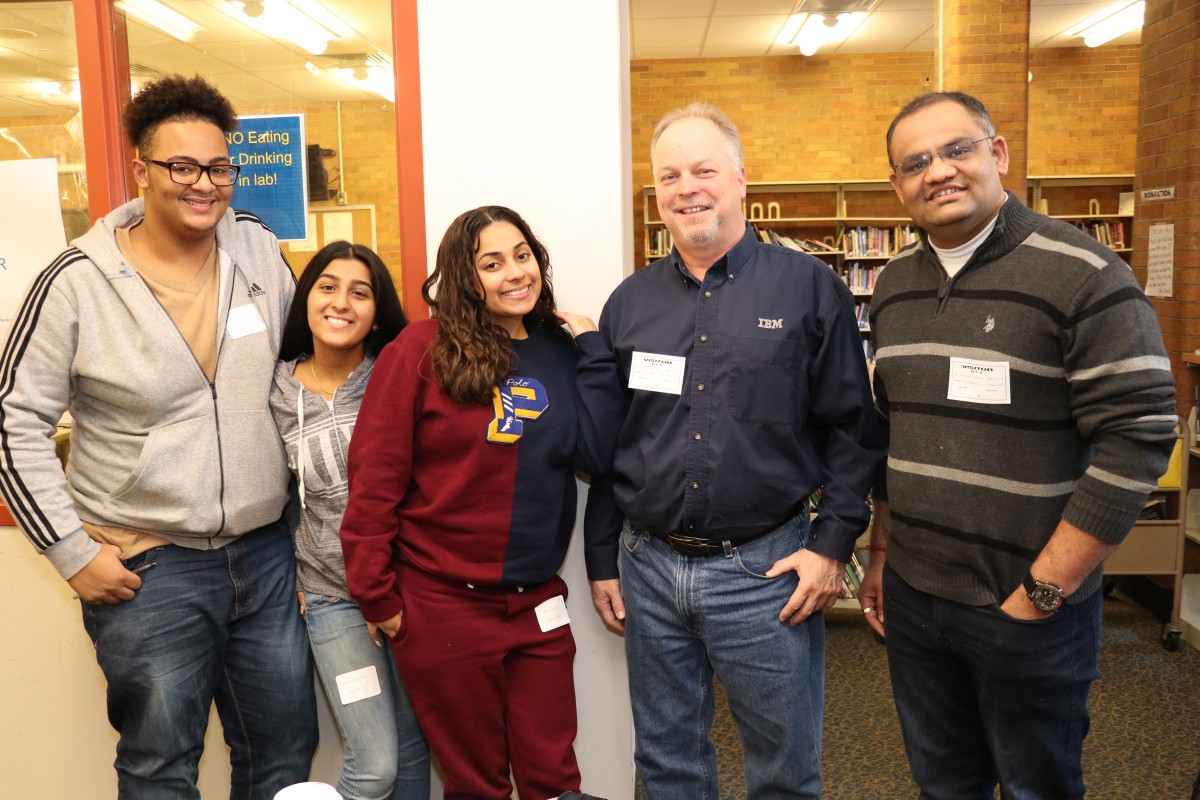 NFA P-TECH scholars pose for a photo with their IBM mentor.