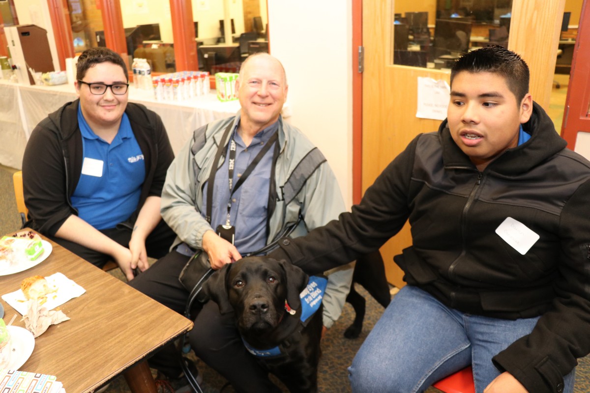 NFA P-TECH scholars pose for a photo with their IBM mentor.