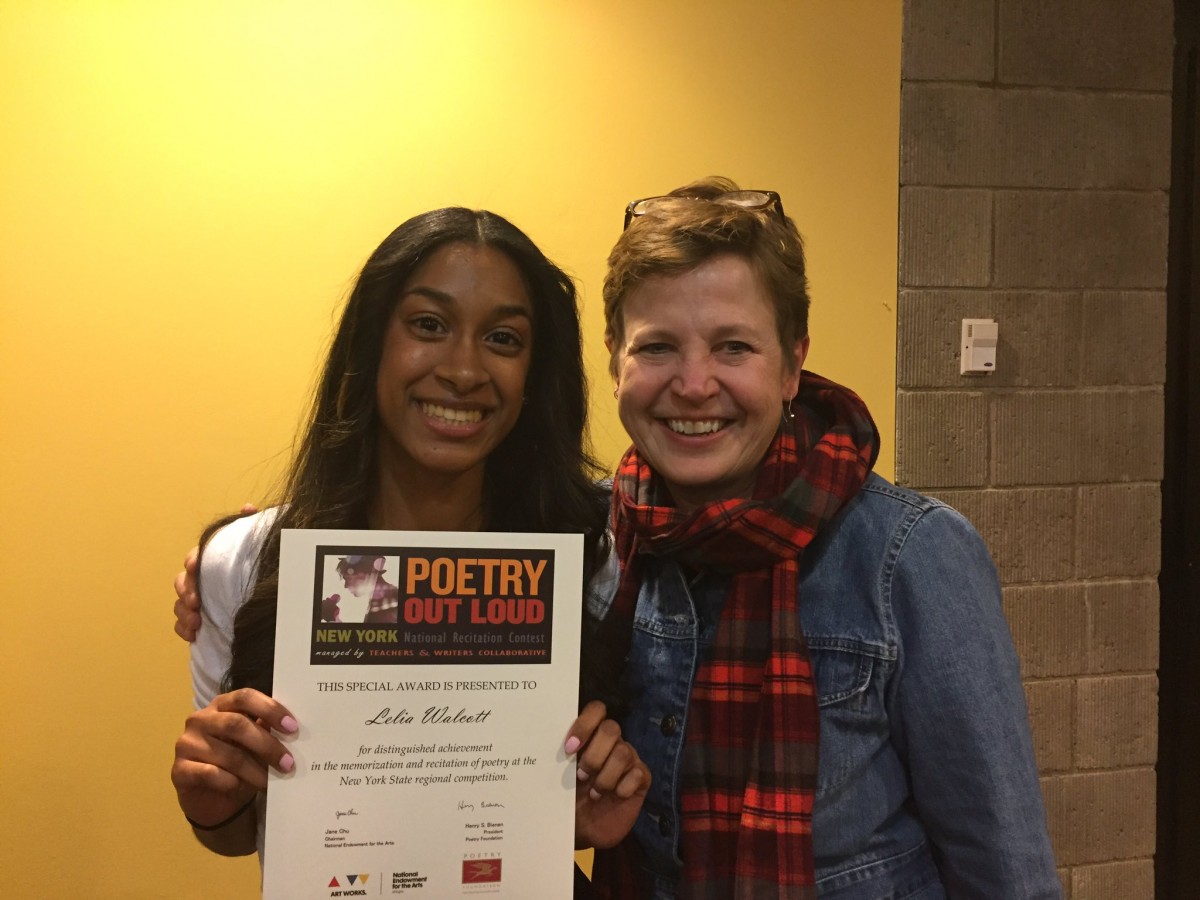 Ms. Lelia Walcott poses with her teacher, Ms. Ginny McCurdy