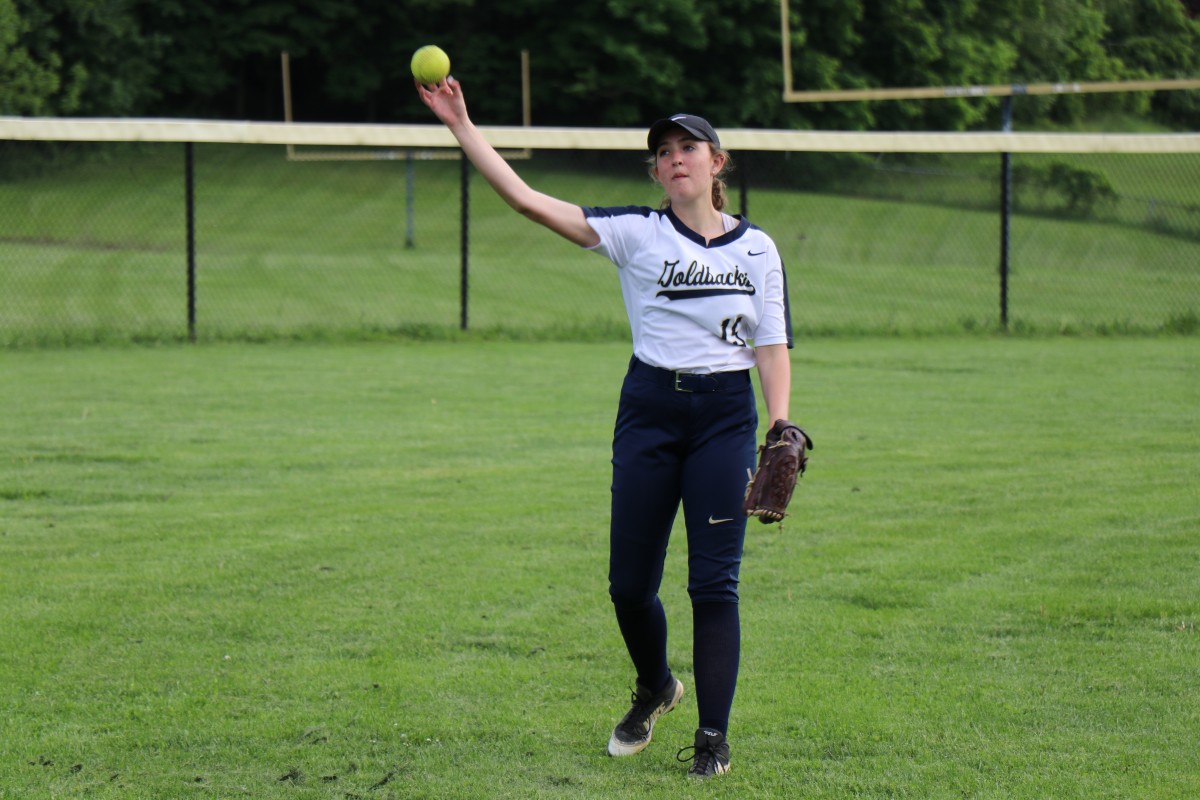 NFA player warming up in the field.