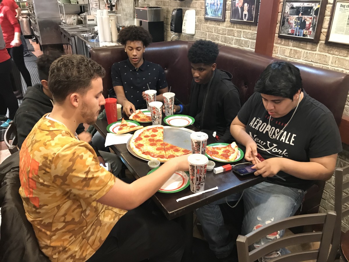 Students share a meal