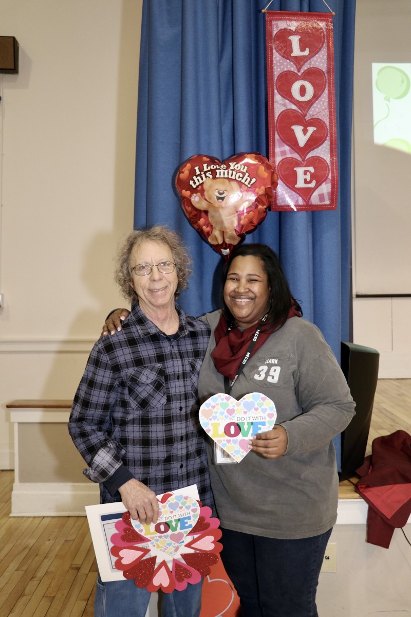 Co-Principal, Ms. Ebony Clark standing with Educator winner for the week