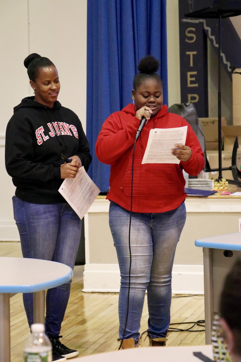 Student, Aniah presents panelists