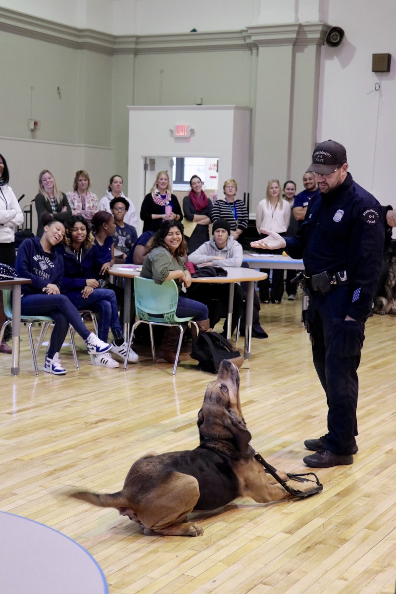 Officer works with K9