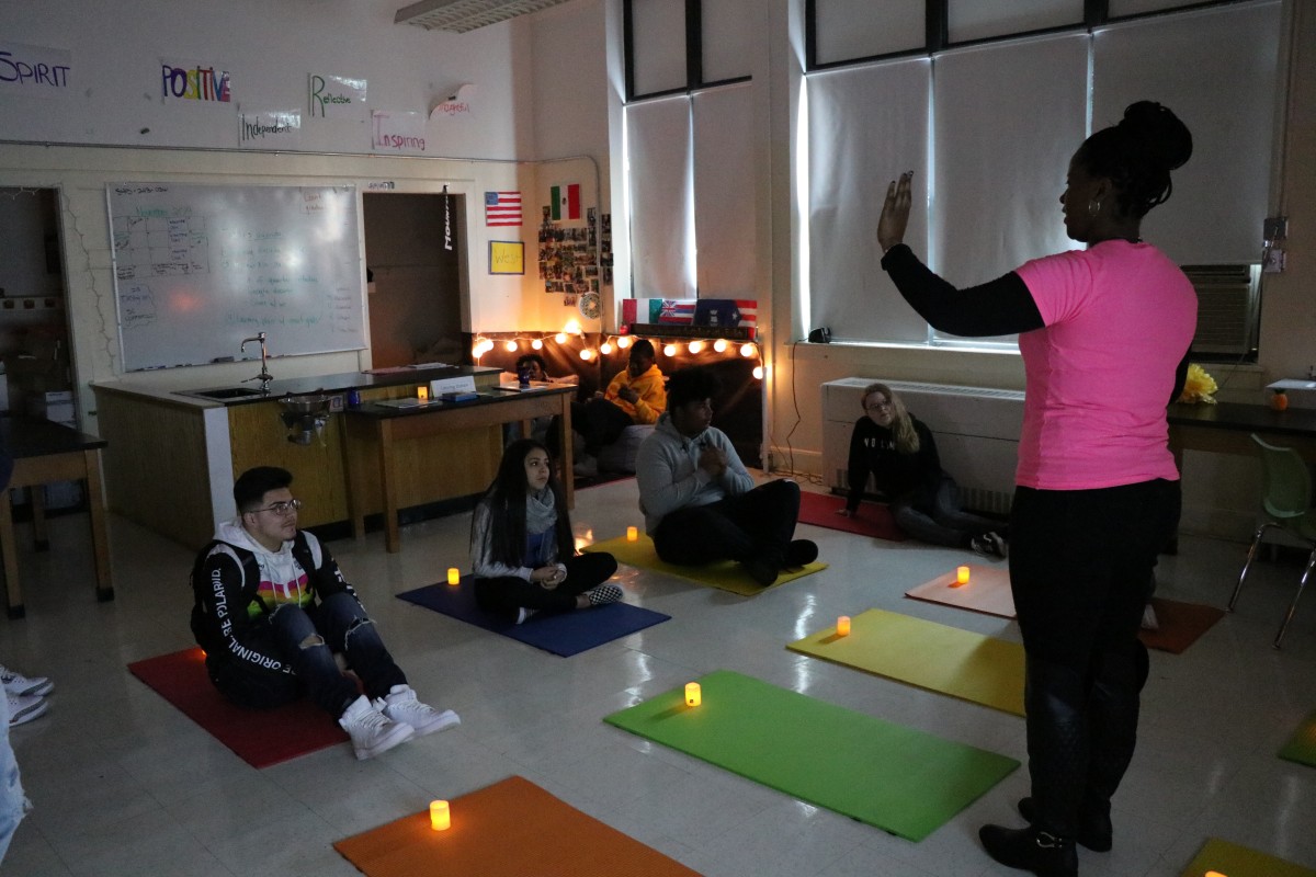 Ms. Stukes explains the purpose of the room to the scholars.