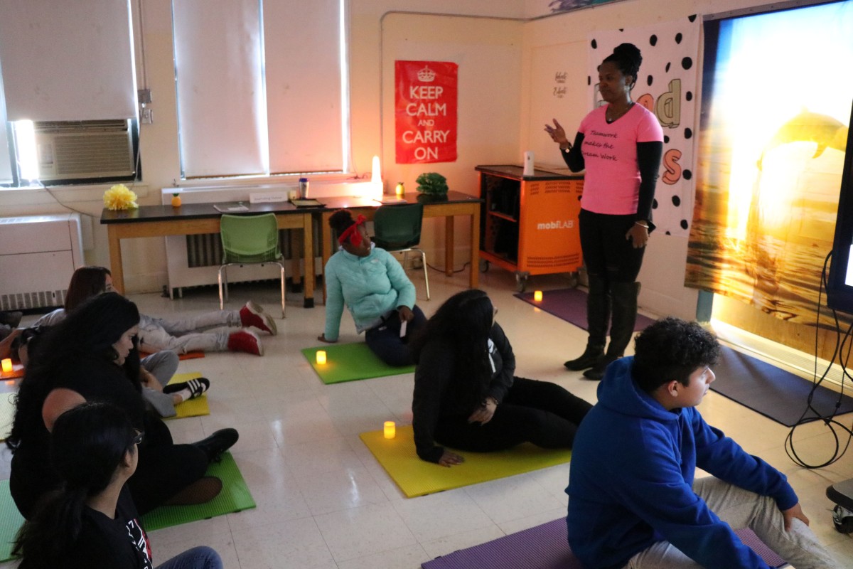 Ms. Stukes explains the purpose of the room to the scholars.