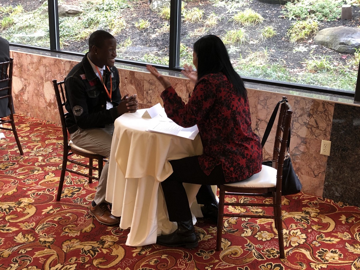 Student participating in a mock interview.