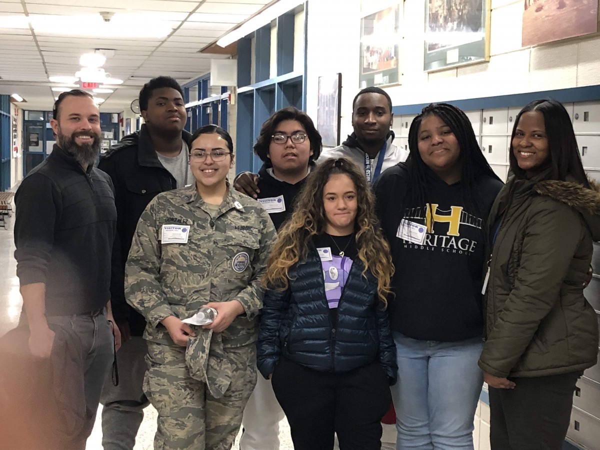 NFA West scholars pose for a photo with their teacher and guidance counselor.