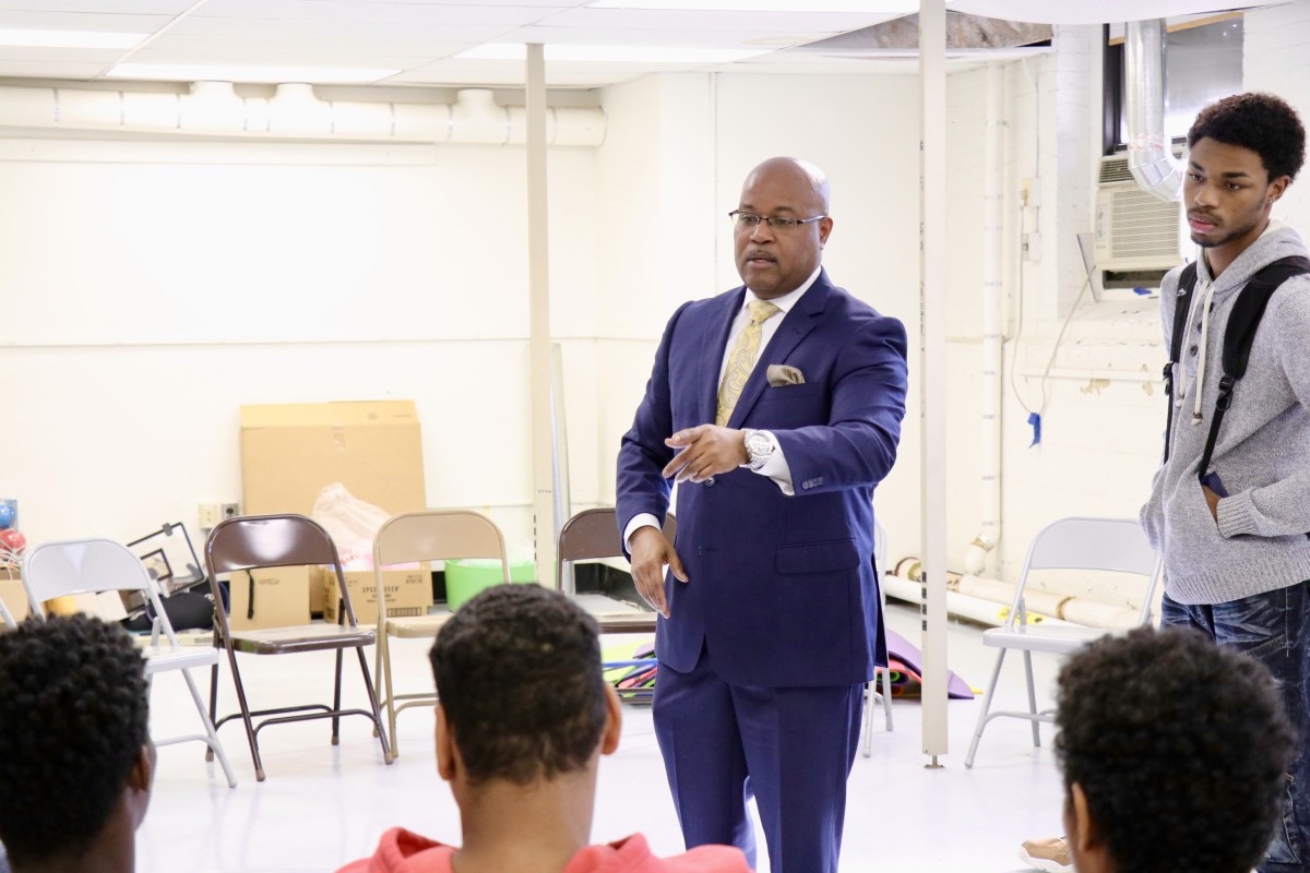 Board member, Mr. Howard speaks to  NFA West’s Young Men’s Group Mentoring Program